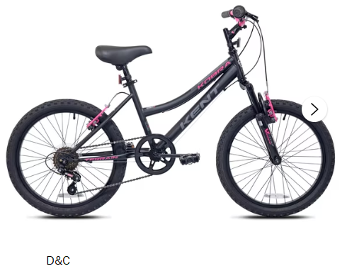 20″ Kent Kobra Mountain Bicycle, Fits Rider 4’2″ – 5′, Black/Pink, Child, Unisex