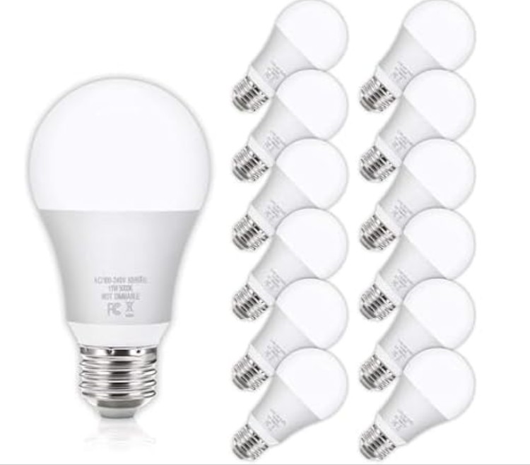 Yochoice LED Light Bulbs 100W Equivalent 1100 Lumens, A19 11W 5000K Daylight White Non-Dimmable, Super Bright No Flicker Standard E26 Edison Screw Bulbs for Home, Bedroom, Office Lamp, 12-Pack