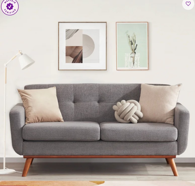 Carmencita 65″ Linen Upholstered Square Arm Loveseat