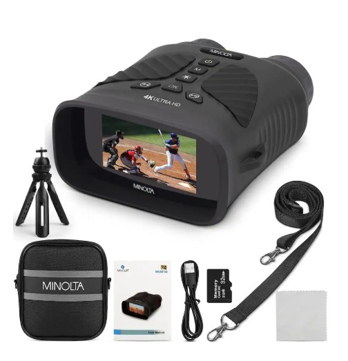 Minolta – MNDM10B 10×25 Night Vision Monocular with 4K UHD Camera Black