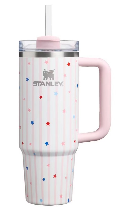 Stanley 30 oz Stainless Steel H2.0 FlowState Quencher Tumbler Pink Starry Stripes