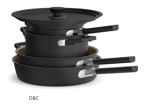 BELLA 9-Piece StoreMore Cookware Set Black