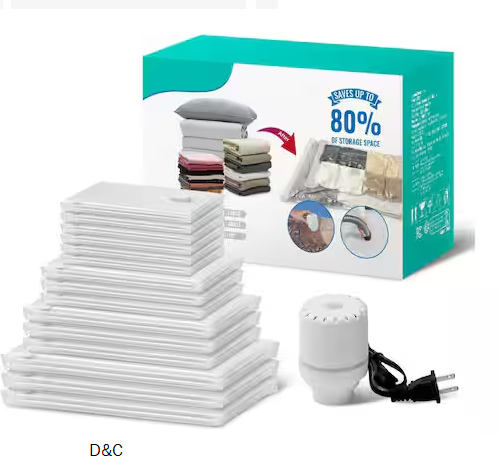 Vacuum Storage Bags, 15 Pack Space Saver Seal Bag(3 Jumbo/3 Large/3 Medium/3 Small/3 Roll), with Electric Pump