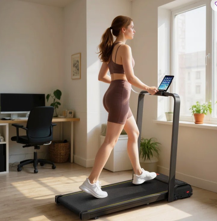 Walking Pad Treadmill, 2 in 1 Foldable Under Desk Treadmill with Incline, 2.0HP Running Machine with 0.6-6.2mph Speed Range, Handle Bar, Wheels, LED Display, Remote Control, Built-in Holder