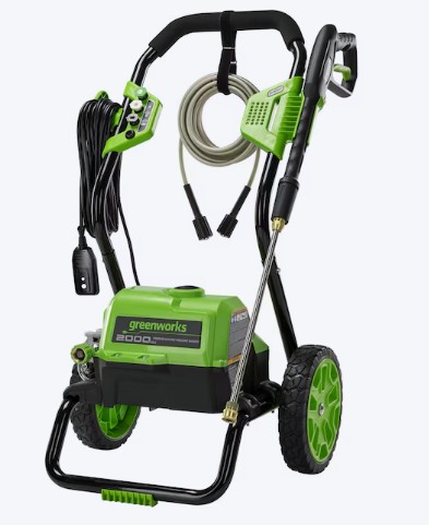 Greenworks 2000-PSI 1.1-GPM Cold Water Electric Pressure washer with 3 Spray Tips