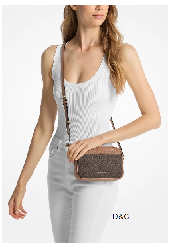 Michael Kors Outlet Jet Set Small Signature Logo Camera Crossbody Bag