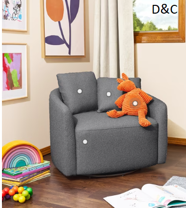 Beautiful Drew Barrymore Kids Accent Chair, Charcoal Bouclé Fabric