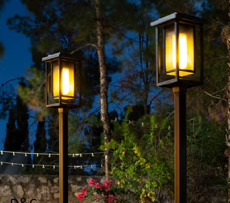 Ambrose Solar 6 Lumens Matte Black Integrated LED Modern Flicker Flame Torch Path Light (2-Pack);Weather Resistant
