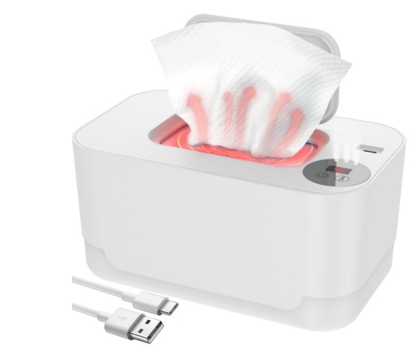 FVLOENG Baby Wipe Warmer Portable Diaper Wipes Dispenser,Pop-up Access,with Night Light Heating,Temperature Display