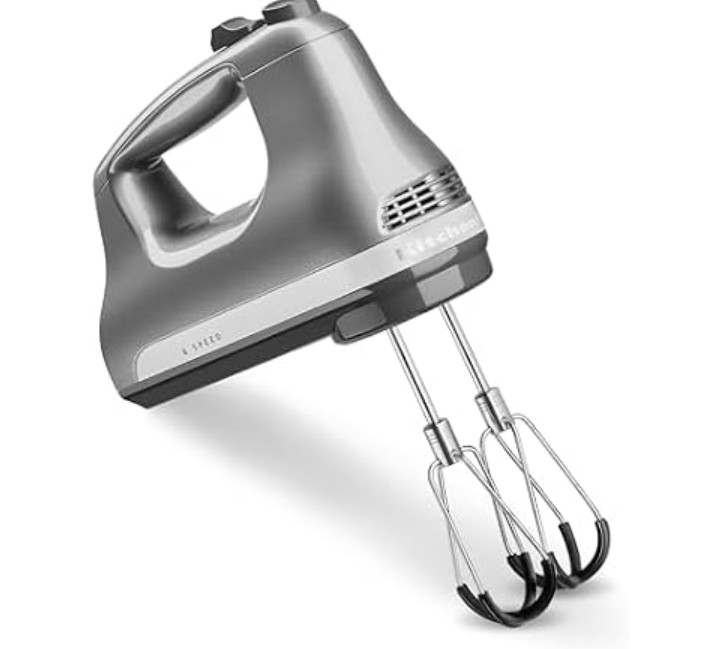 KitchenAid 6 Speed Hand Mixer w/Flex Edge Beaters, KHM6118, Contour Silver