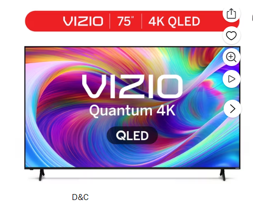 VIZIO 75″ Class Quantum 4K QLED HDR Smart TV, VQD75R-10