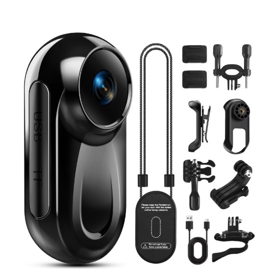 Mini Body Camera 1080P, 512G Thumb Action Camera, Vlogging Cam Portable Camcorder with 360° POV Rotate Clip & Magnetic Clip, Wearable Video Recorder for Traveling/Motorcycle/Pet Walking(No SD Card)