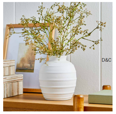 Better Homes & Gardens White Textured Ribbed Ceramic Vase, 8 in