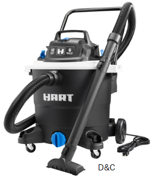 HART 12 Gallon 6 Peak HP Wet/Dry Vacuum, VOC1212PW 3701