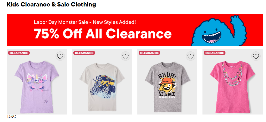 Children Place – 75% off on all clearance