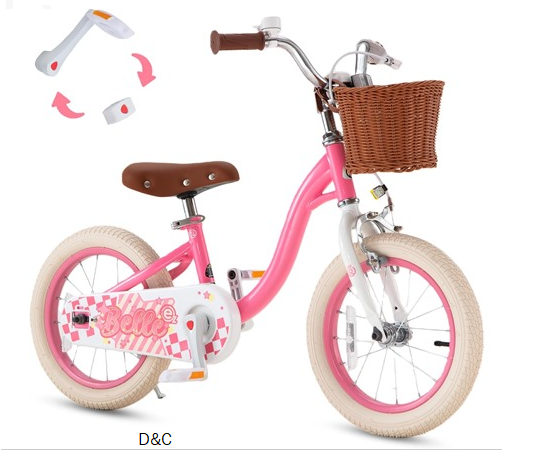 RoyalBaby Girls Bike Belle EZ Kids Bike, Balance and Pedal Bicycle, 14 Inch Wheel for Age 3-5 Years Toddlers to Big Kids, Pink