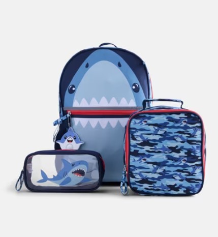 Wonder Nation Boy’s 17″ Shark Bite Backpack & Lunch Set, Blue