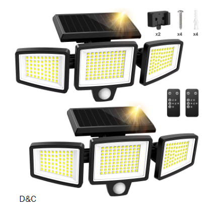 SZRSTH Solar Lights Outdoor – 210 LED 2500LM Waterproof Motion Sensor Security Lights with Wireless Remote Flood Lights for Patio Garage Yard Entryways