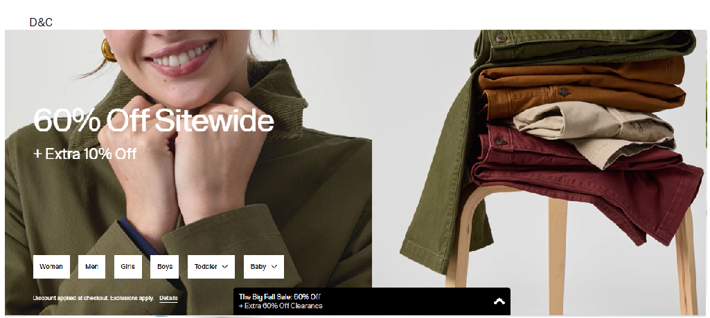 Gap Factory – Extra 60% Off Clearance or Extra 15% Off Free shipping on all orders