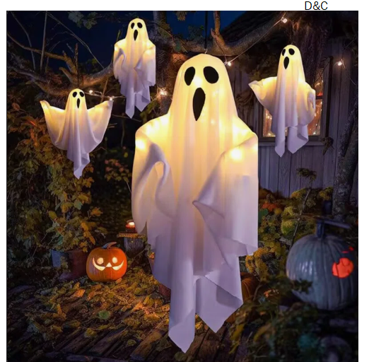 Halloween Hanging Lights Spooky Lights Decoration White Battery Model