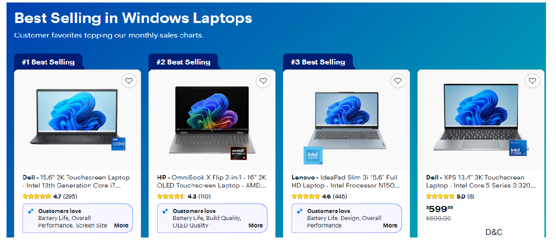BestBuy – Best Selling in Windows Laptops