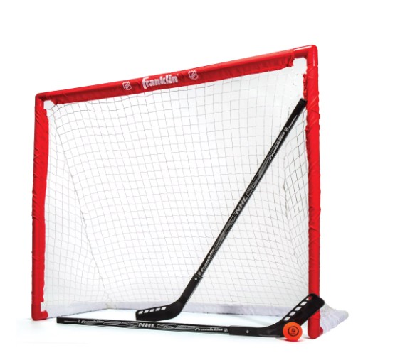 Franklin Sports NHL Youth Street Hockey Set – (2) Kids Junior Hockey Sticks, PVC Goal + Roller Hockey Ball Included – Indoor + Outdoor Net – 46″