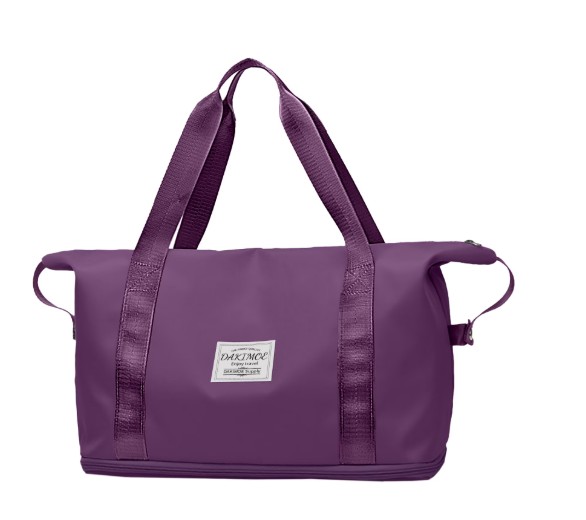 DAKIMOE Weekender Bags for Women, Travel Bag Carry on Gym Bag, Travel Duffle Bag with Wet Dry Pocket/Front Phone Pocket/Trolley Sleeve Pocket, Dark Purple