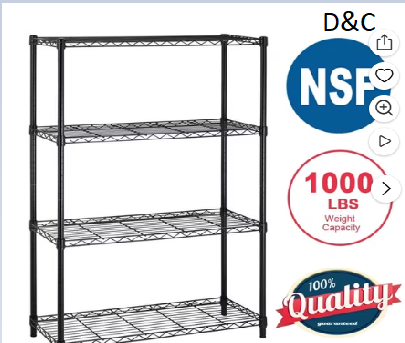 BestOffice 4 Shelf Wire Shelving Unit Garage NSF Wire Shelf Metal Storage Shelves Heavy Duty Height Adjustable for 1000 lbs Capacity Black