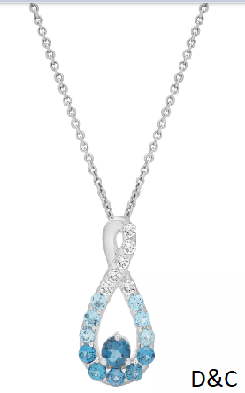 White Topaz (1/4 ct. t.w.), Blue Topaz (1/3 ct. t.w.) and London Blue Topaz (5/8 ct. t.w.)