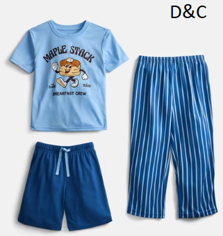 Wonder Nation Boys Short Sleeve Top, Shorts and Pants Transitional Sleep Set, 3-Piece, Sizes 4-18