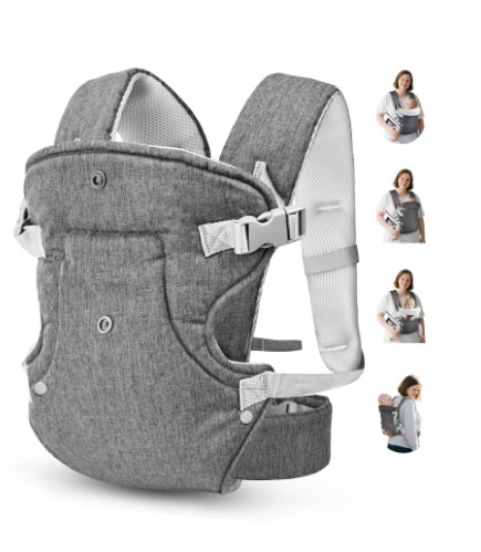 RUPOUN Baby Carrier, Convertible Soft & Cool Baby Carrier, 4-Position, Gray, for Child, Infant, Newborn