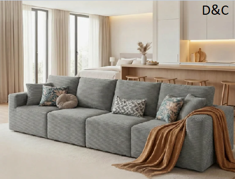 Boneless Modular Sectional Couch, Cloud U-Shaped Compression Sofa with Wide Armrest