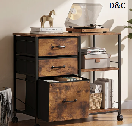 Kaylianna 29.6” File Cabinet, Mobile Filing Cabinet With Shelves and Storage Drawers