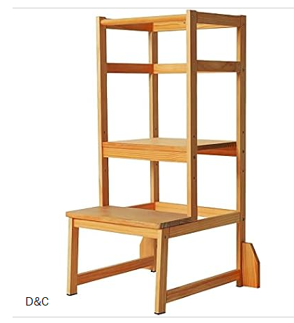 Zytty Toddler Step Stool Toddler Kitchen Stool, Adjustable-Height Toddler Tower Stool Kitchen Wooden Helper Step Stools for Kids, Natural