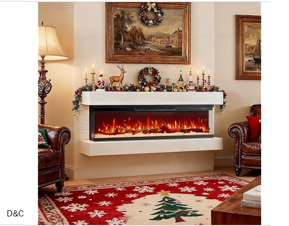 Silonn 3-Sided Smart 50″ Electric Fireplace