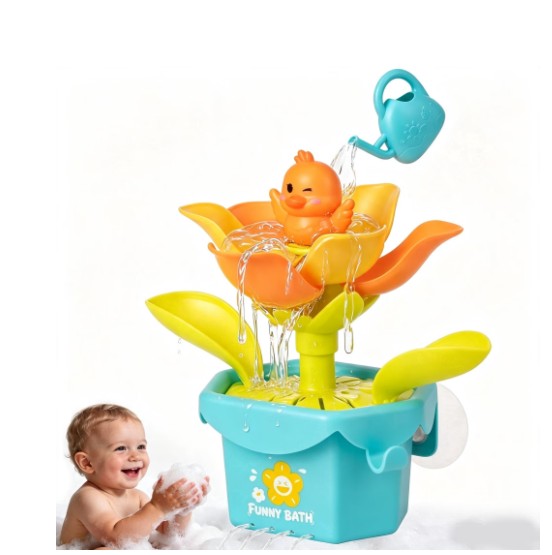 Lvelia Interactive Bath Toys for Toddlers 1-3, Kids Bathtub Toys with Flower, Watering Can and Suction Cup, Baby Shower Gift for Boys and Girls