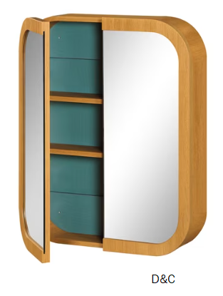 Beautiful Mirrored Medicine Cabinet, Warm Honey, 22 in x 5 in x 27 in