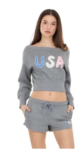 Forever 21 Women’s Americana Off Shoulder Fleece Sweatshirt, Sizes XXS-XXL