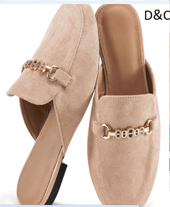 Ecetana Women’s Mules Classic Suede Slip On Shoes Closed Toe Backless Flat Loafer Slides