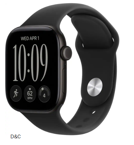 Apple Watch Series 12 (GPS) 42mm Aluminum Case with Black Sport Band – S/M – Black – (2026)