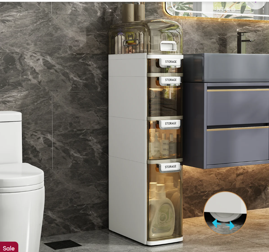 Elara 4-Drawer Narrow Slim Storage Cart Bathroom Storage Cabinet Mobile Storage Organizer