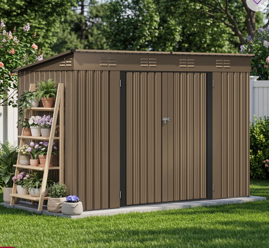 Edrosie Inc 8.5 ft W x 3.5 ft D Metal Lean-To Storage Shed