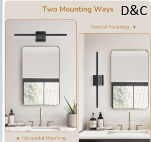 24” Black Bath Bar Dimmable LED Vanity Light For Bathroom