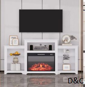 70″ W Manufactured Wood TV Stand with Electric Fireplace