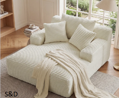 Latitude Run® No Assembly Required 64”D Corduroy Indoor Chaise Lounge Chair