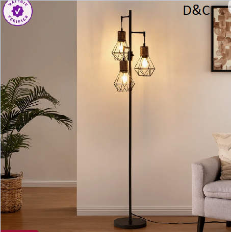 Crevan 65″ Dimmable Rattan Tree Floor Lamp With 3 Bulbs Included