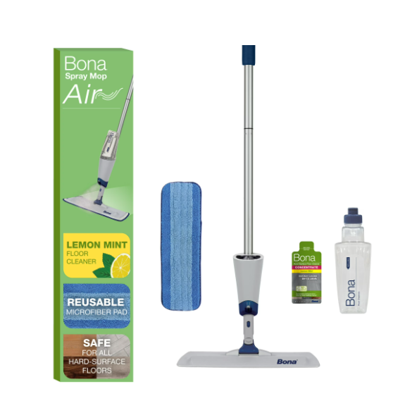 Bona Spray Mop Air for Multi-Surface Floors Kit – Includes Reusable Microfiber Cleaning Pad and Lemon Mint Concentrate Solution