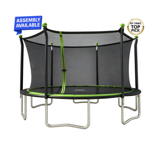 Sportspower BouncePro 14ft Trampoline Meets ASTM Safety Standards, Heavy-Duty Rust-Resistant Steel Frame, UV-Resistant Jump Mat & Safety Net