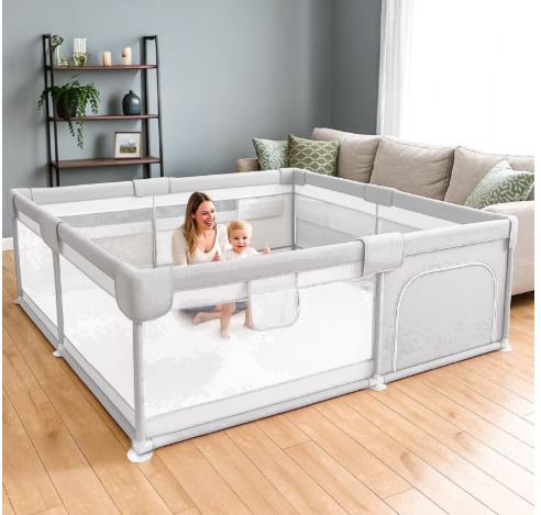 DaPlug Baby Playpen, 51 x 51 inch Indoor & Outdoor Toddler Play Yard Fence for Boys Girls, Gray