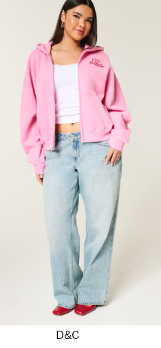 Hollister Feel Good Easy Zip-Up Xoxo Graphic Hoodie